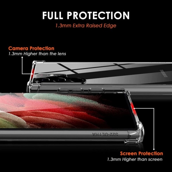 Samsung S22 Ultra Iskunvaimennus Silikonikotelo Shockr Transparent