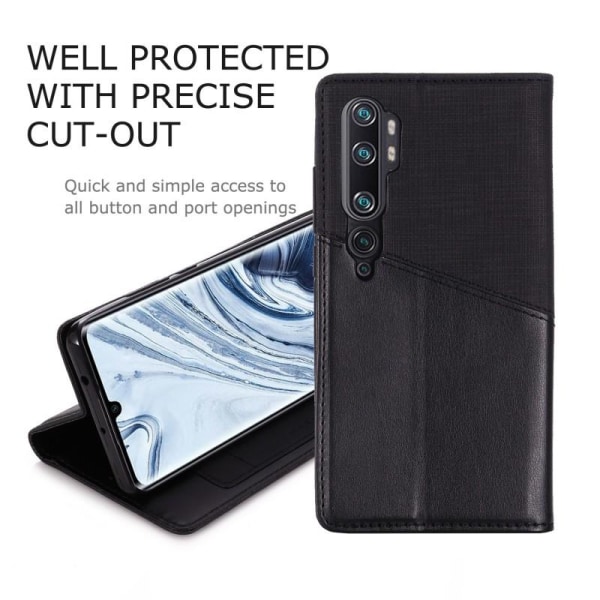 Xiaomi Mi Note 10/10 Pro Elegant etui i PU-læder med RFID-blok Black