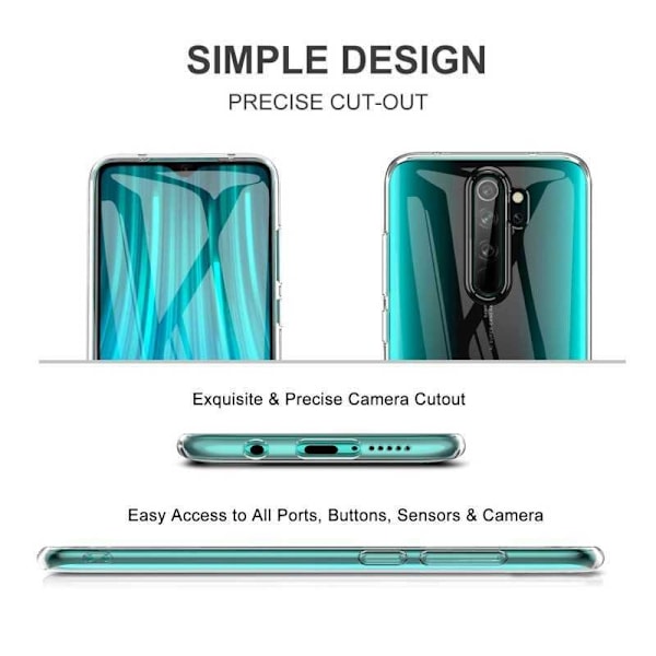 Xiaomi Redmi Note 8 Pro stødabsorberende blødt etui Enkelt Transparent