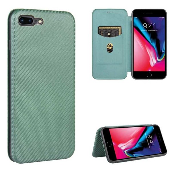 iPhone 7 Plus / 8 Plus Flip Case -korttipaikka CarbonDreams Green Green