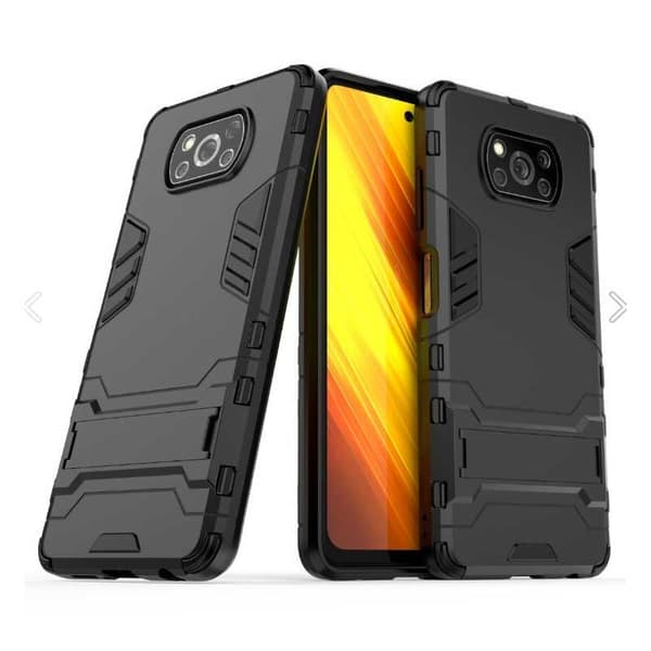 Xiaomi Poco X3 NFC iskunkestävä kotelo jalustalla ThinArmor Black