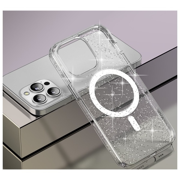 Glitrende MagSafe-deksel iPhone 15 - Gjennomsiktig