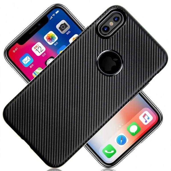 iPhone X Stöttåligt Skal FullCarbon V2 Svart
