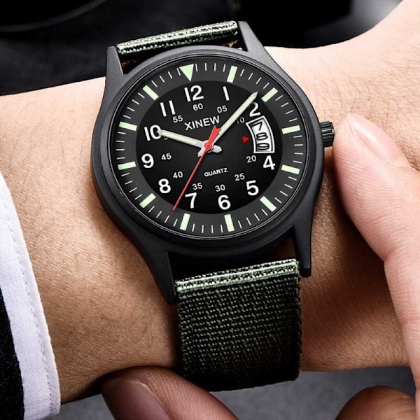 Miesten kello Nylon Quartz - Xinew Black