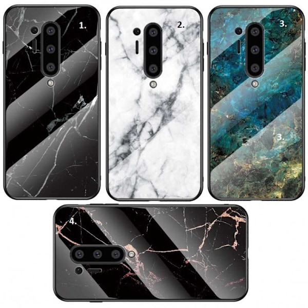 OnePlus 8 Pro Marble Shell 9H karkaistu lasitausta Glassback V2 Black Svart/Guld