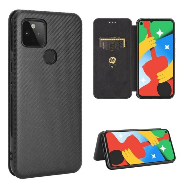 Google Pixel 4a 5G Flip Case -korttipaikka CarbonDreams Black Black