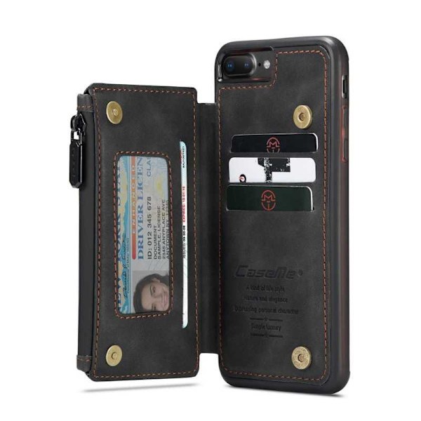 iPhone 8 Plus -suojuskorttipidike ja vetoketju 5-FACK CaseMe Flippr Black