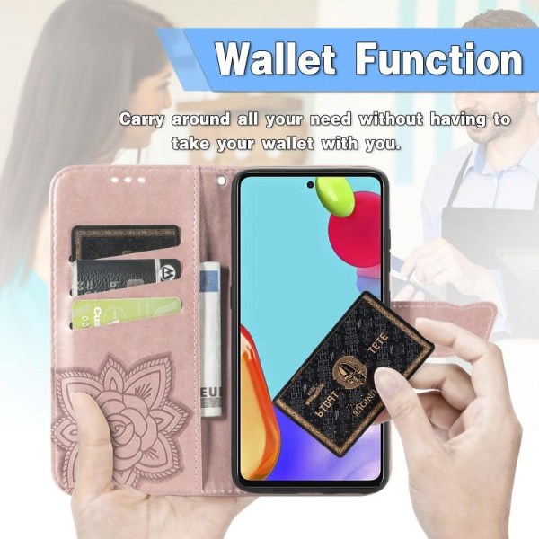 Samsung A52 / A52s 4G / 5G lompakkokotelo PU-nahkainen 4-POCKET Pink gold