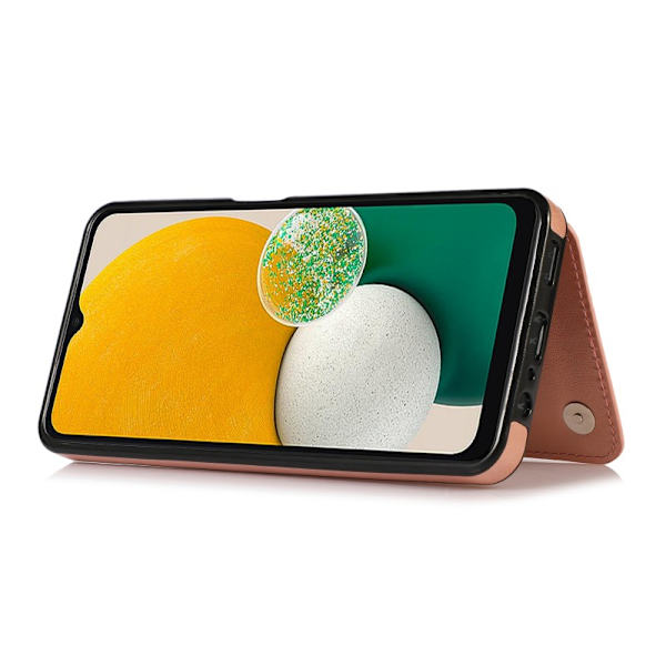Samsung A13 5G / A04s Iskunkestävä Kannen korttiteline 3-POCKET Flippr V2 Pink gold