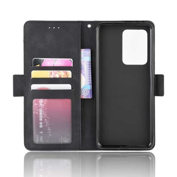 Samsung Galaxy S20 Ultra Wallet Case PU-nahkainen 6-TASKUN Winston V3 Black