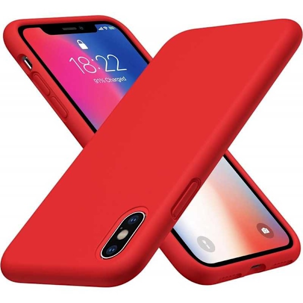 Gummibelagt stødsikker etui iPhone XS Max - RØD