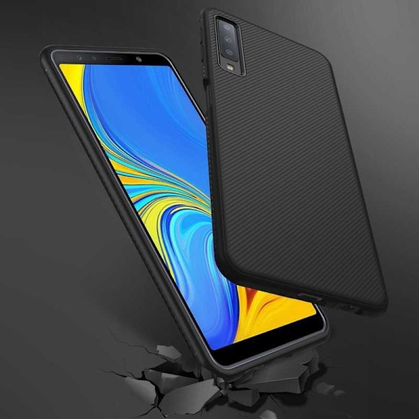 Samsung A7 2018 Stöttåligt Skal FullCarbon V3 Svart