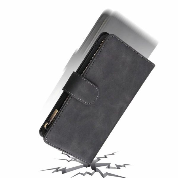 iPhone XR Multifunktionellt Plånboksfodral Zipper 8-Fack Svart