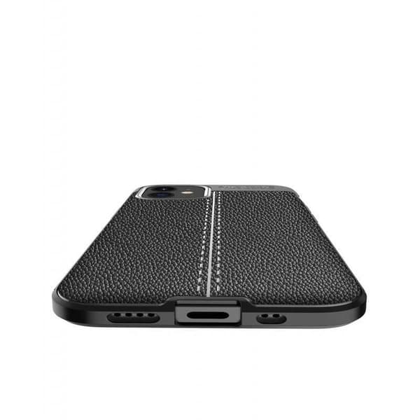iPhone 13 Iskunkestävä ja iskunkestävä LeatherBack -kotelo Black