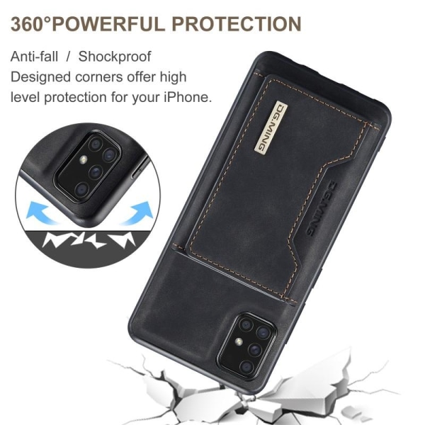 8-FACK Samsung A51 4G Stöttåligt Skal med Magnetisk Korthållare Black