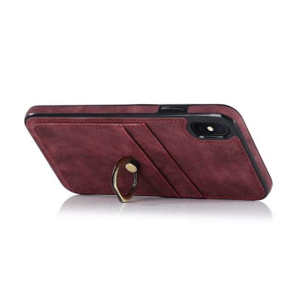 iPhone X / XS Mobilskal med Korthållare Retro V4 Vinröd
