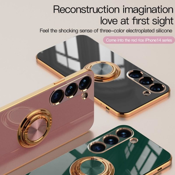 Samsung S23 Elegant & Stöttåligt Skal med Ringhållare Flawless Rosa