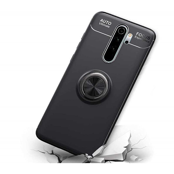 Redmi Note 8 Pro käytännöllinen iskunkestävä kotelo rengaspidikkeellä V3 Black