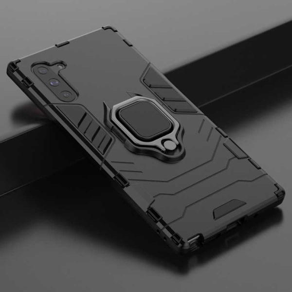 Samsung Note 10 Stødsikkert cover med ringholder tyndarmeret Black