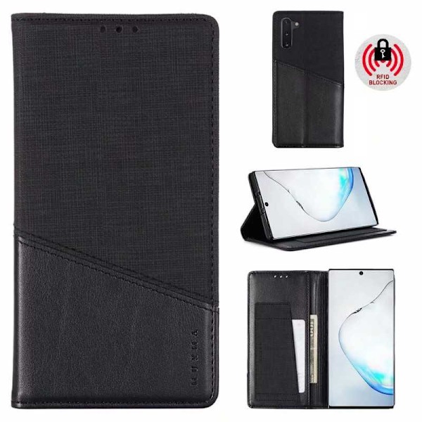 Samsung Note 10 Elegant Fodral i PU-Läder med RFID Block Svart