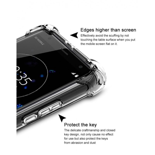 Xperia XZ2 kompakt Støtsikkert skall med forsterkede hjørner Transparent