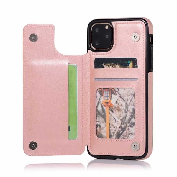 iPhone 11 Pro Max Iskunkestävä kotelo, 3-taskuinen Flippr V2 Pink gold