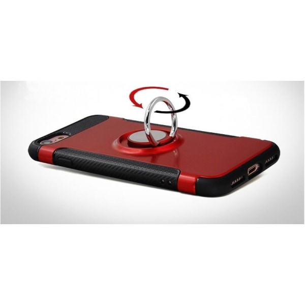 iPhone 7 Plus Praktisk Stöttåligt Skal med Ringhållare V2 Svart