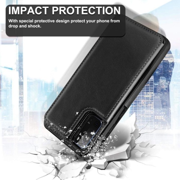Samsung S20 Shockproof Cover Card Holder 3-SLOT Flippr Black