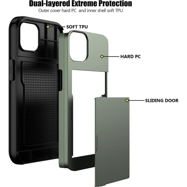 iPhone 12 / 12 Pro Exclusive Shockproof Cover Card-spor StreetWi Green