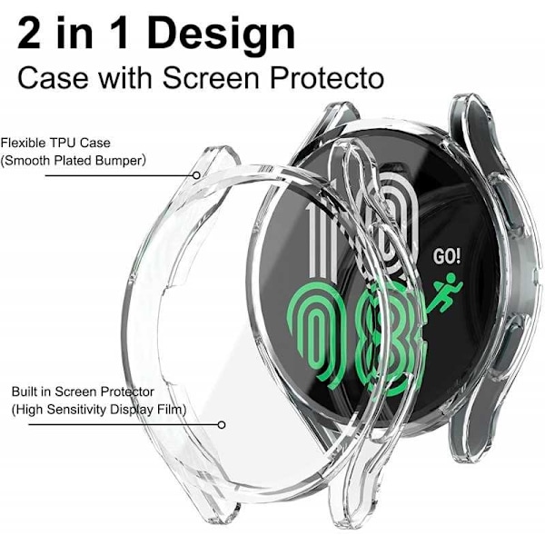 2-PACK Täyspeittävä Galaxy Watch 4 44mm Ultraohut TPU-suojusneste Transparent