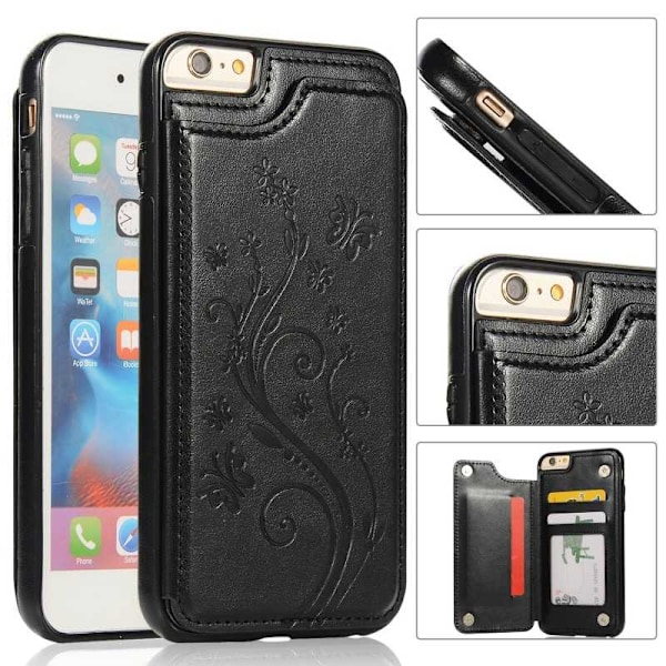 iPhone 6S Plus Shockproof Case Kortholder 3-POCKET Flippr V2 Black