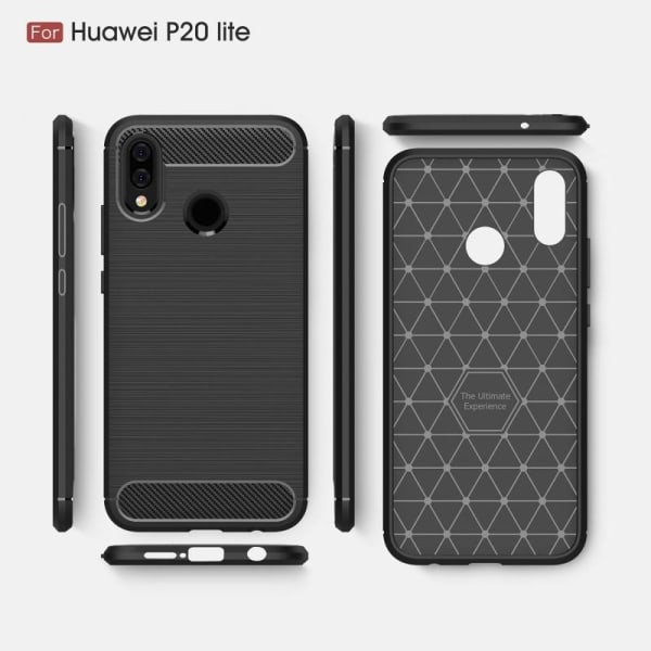 Huawei P20 Lite Iskunkestävä Iskunvaimennuskuori SlimCarbon Black