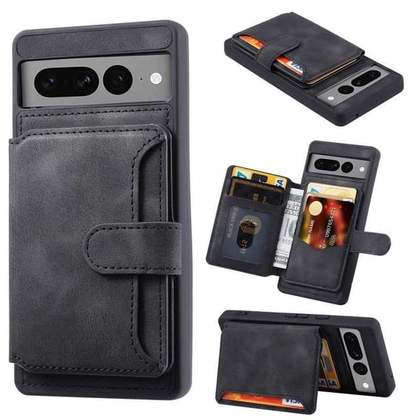 Google Pixel 7 Pro Iskunkestävä Premium Cover 7-SLOT Solid V6 Nordcell™ Black