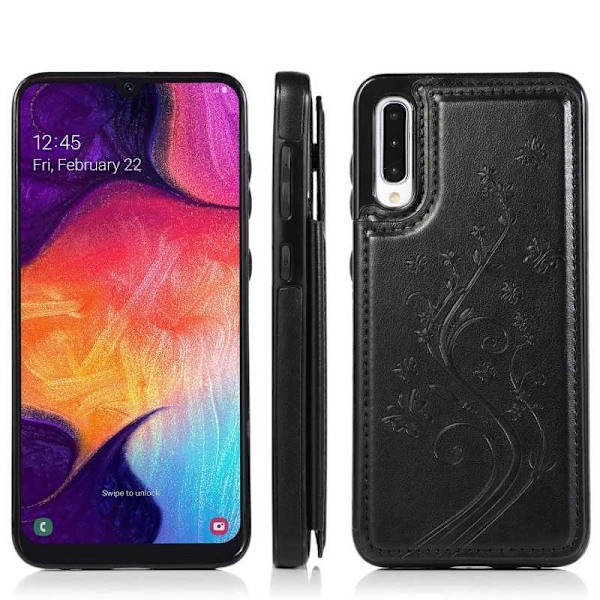 Samsung A50 Stöttåligt Skal Korthållare 3-FACK Flippr V2 Svart Svart