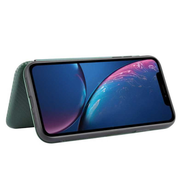 iPhone XR Flip Case Kortrum CarbonDreams Grøn Green