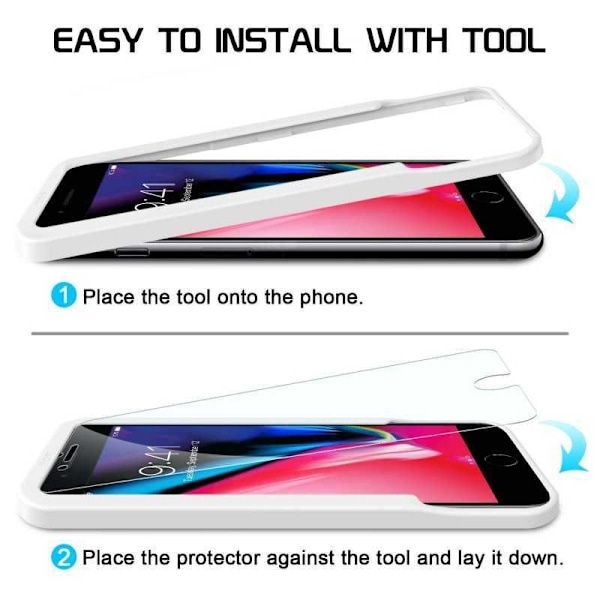 5-PACK iPhone 7 Plus karkaistu lasi 0,26 mm 2,5D 9H asennuskehyksellä Transparent