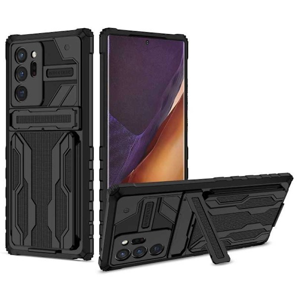 Samsung Note 20 Ultra Iskunkestävä Kansi Jalusta ja korttipaikka ThinArmor V3 Black