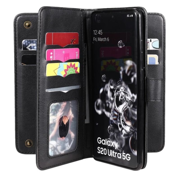 Samsung S20 Ultra Praktisk Plånboksfodral med 11-Fack Array V2 Svart