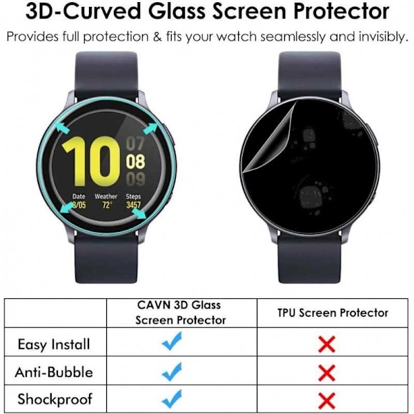 Samsung Galaxy Watch Active 2 44mm 3D hærdet glas 0,2mm 9H Transparent