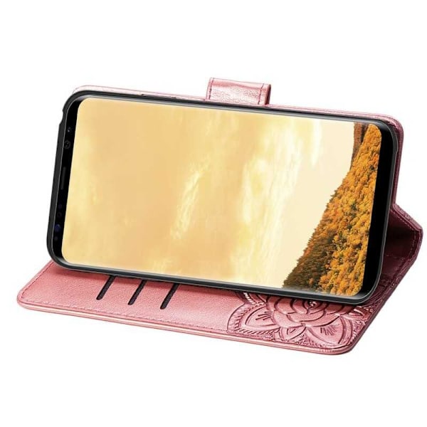 Samsung S9 Plånboksfodral PU-Läder 4-FACK Motiv Fjäril Grå