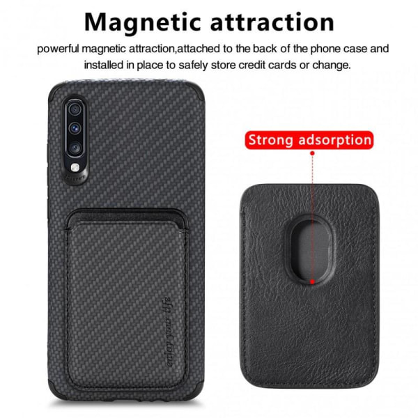 Samsung A70 Understøttet Shell med magnetisk Card Keeper Magsafe Black