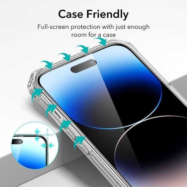 2-PACK iPhone 14 Pro FullFrame 0,26 mm 2,5D 9H karkaistu lasi Transparent