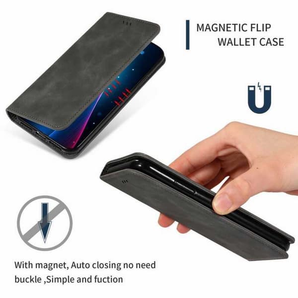 OnePlus 7 Flipfodral Kortfack Mocka Svart