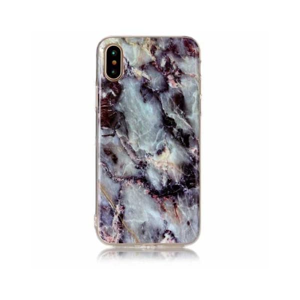 iPhone X / XS Stötdämpande Marmorskal Glossy Black Variant 1