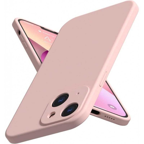 iPhone 14 Gummibelagd Mattrosa Skal Kameraskydd Liquid - Rosa