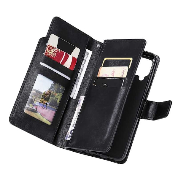 Samsung A12 5G praktisk pung-etui med 12-bakker Array V4 Black