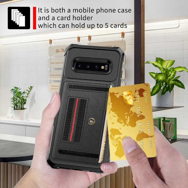 Samsung S10 Plus Iskunkestävä kansi korttipaikalla Solid V2 Black