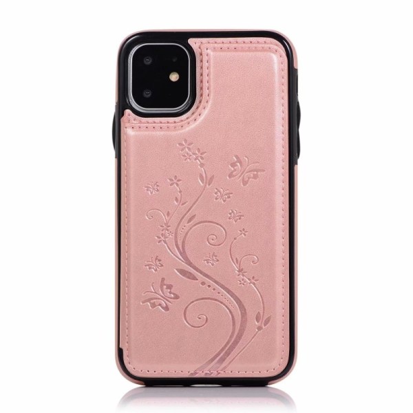 iPhone 12 Iskunkestävä Kotelo Korttiteline 3-POCKET Flippr V2 Pink gold