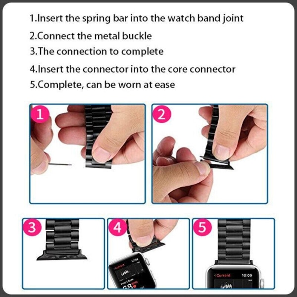 Armbands Pin Adapter till Apple Watch 42/44/45/49mm Guld Svart