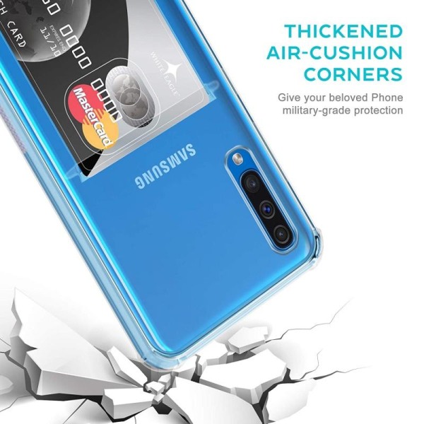 Ohut iskunkestävä kännykkäkuori korttipaikalla Samsung A50 Transparent